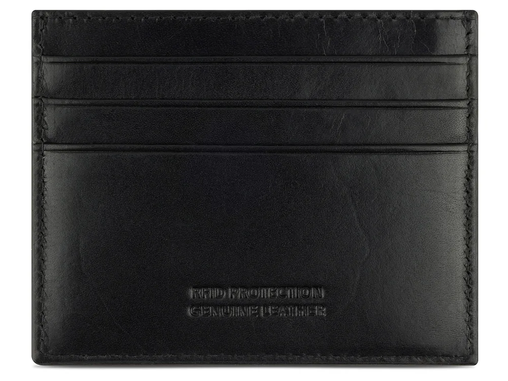 Портмоне для кредитных карт BUGATTI АРИСТОКРАТ | NOBILE, с защитой данных RFID, черное, натуральная воловья кожа, 10х0,3х8 см