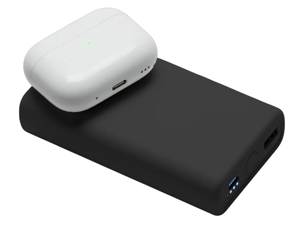 Внешний беспроводной аккумулятор 2-в-1 с функцией зарядки Apple Watch, QC/PD «AtomIQ», 10000 мАч, черный