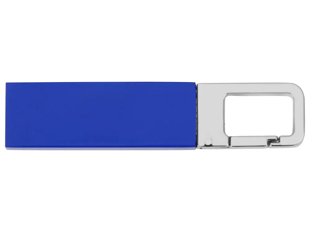 Флеш-карта USB 2.0 16 Gb с карабином "Hook", синий/серебристый