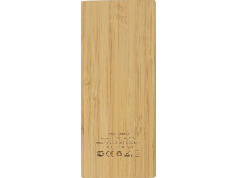 Внешний аккумулятор из бамбука "Bamboo", 5000 mAh