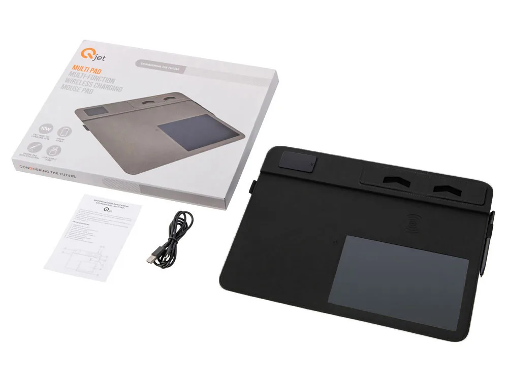 Многофункциональный коврик для мыши «Multi Pad» с беспроводной зарядкой и LCD экраном, 10 Вт, черный