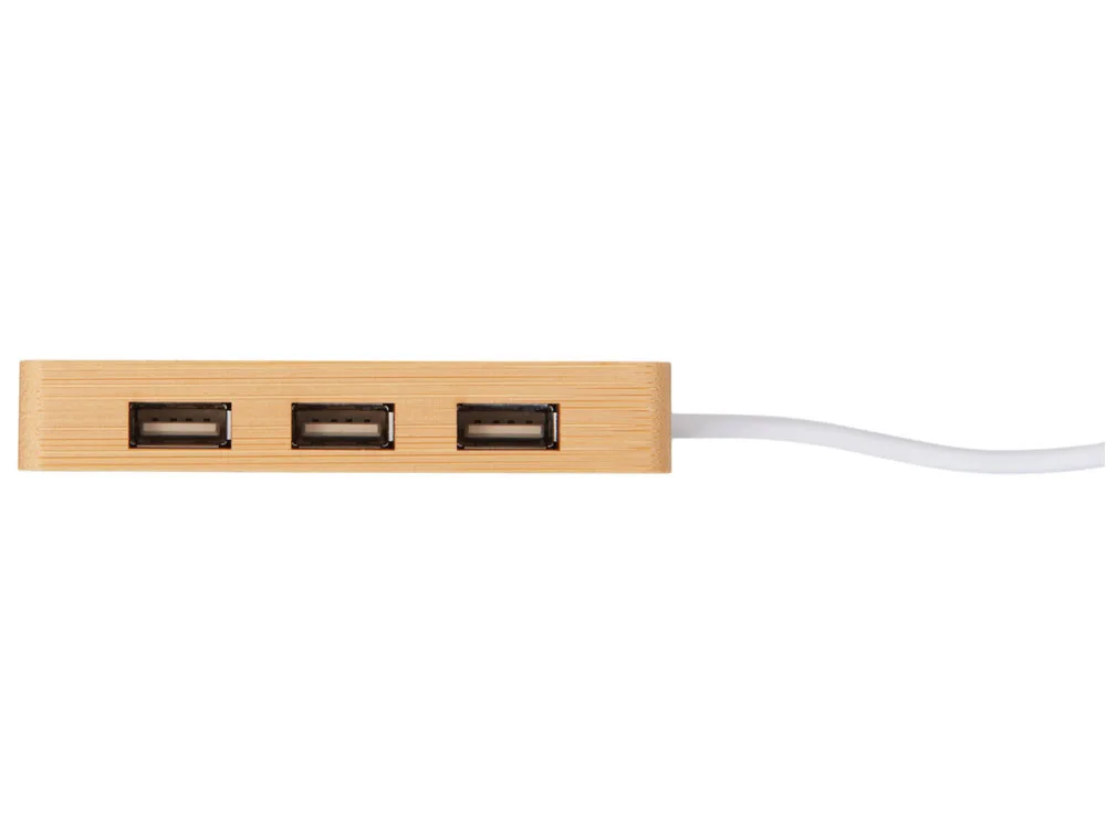 USB хаб с подсветкой лого «Reedia S5», 3*USB, 1*Type C, бамбук, черный