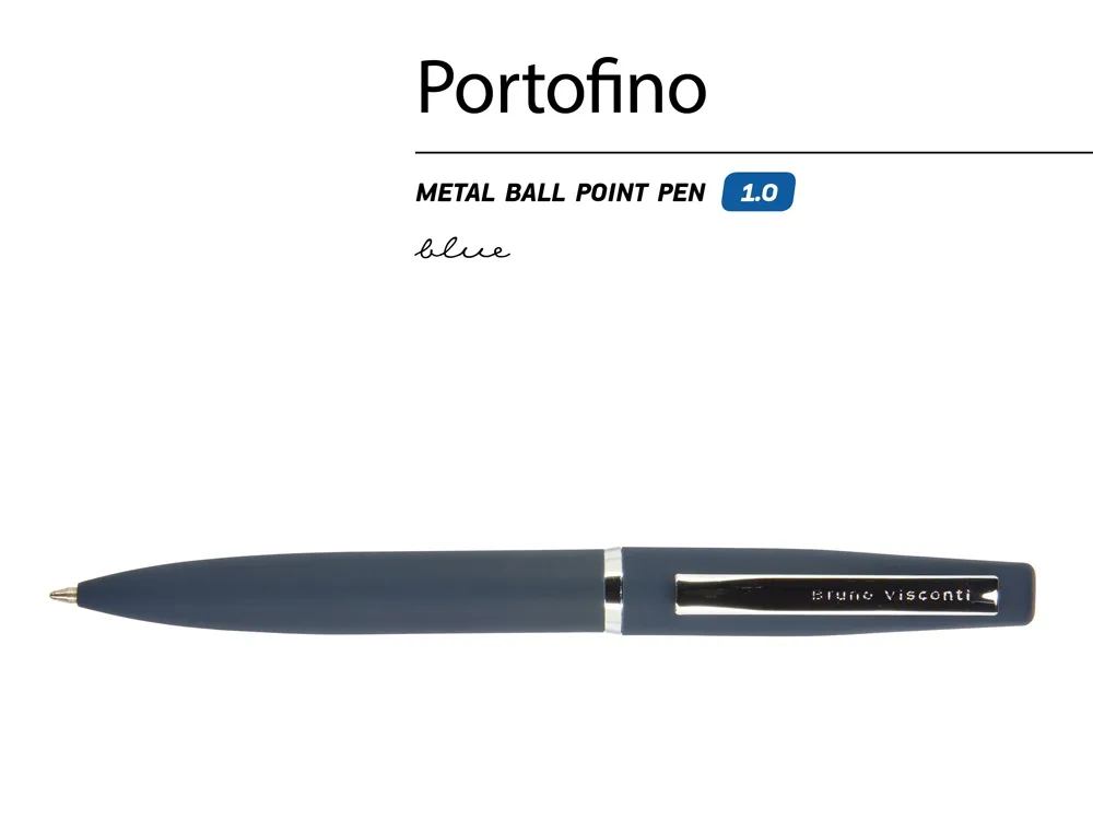 Ручка металлическая шариковая "Portofino", софт-тач, 1.0 мм, синий