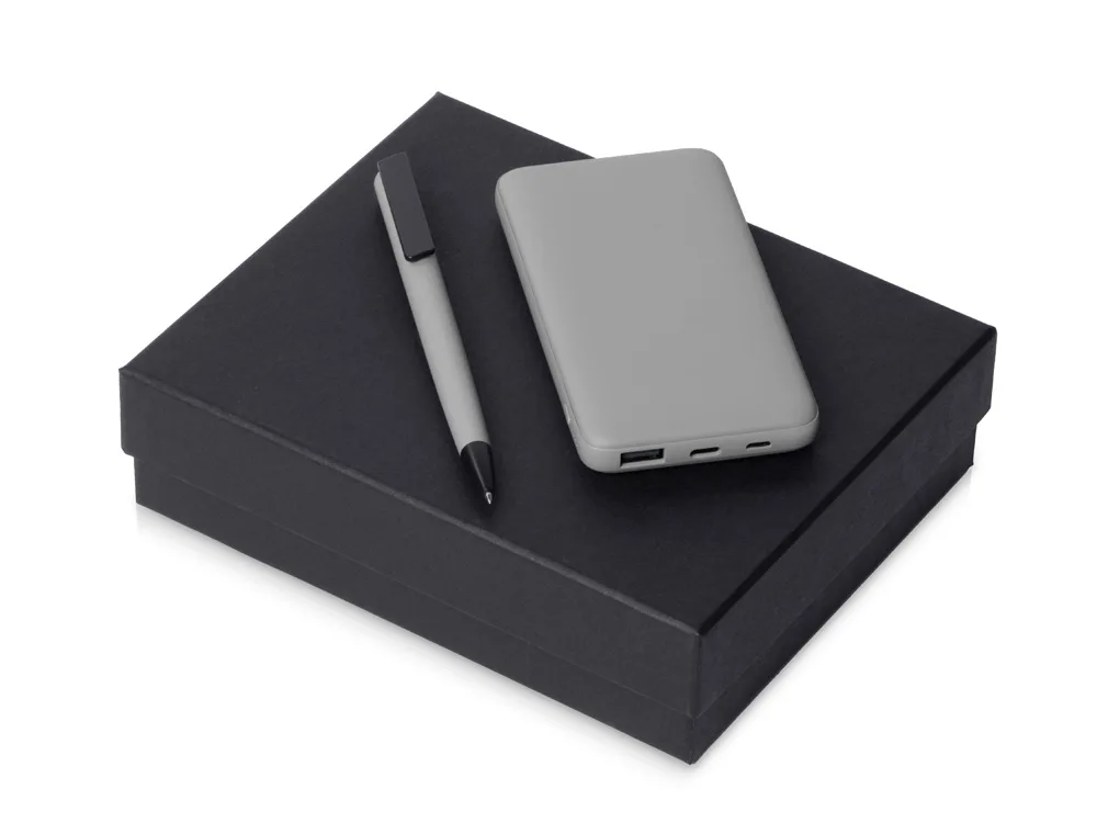 Подарочный набор c пластиковой ручкой, повербанком С2, 10000 mAh
