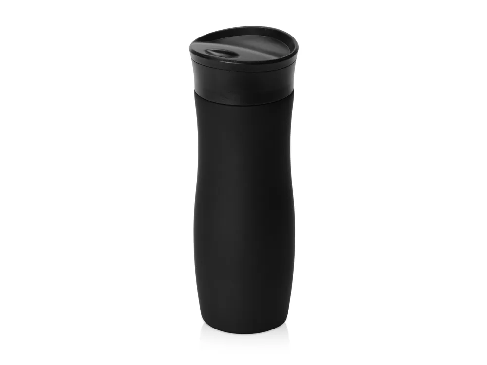 Вакуумная термокружка с кнопкой Streamline, Waterline, soft-touch, тубус, черный