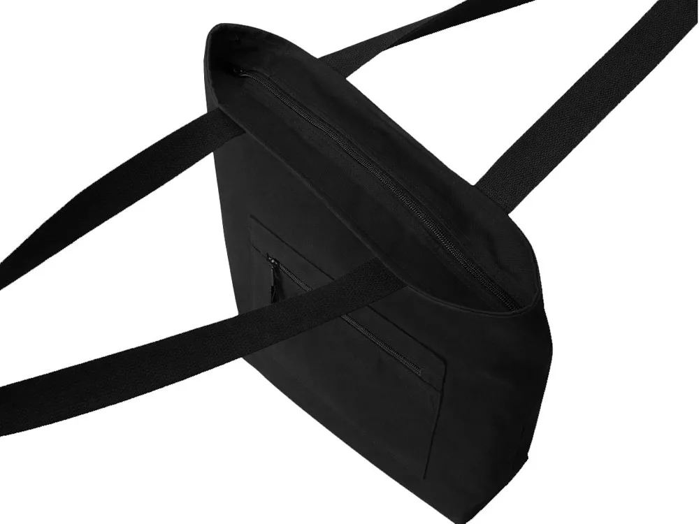 Сумка на молнии Zipper Neo из хлопка 280 г c карманом на молнии спереди, черный