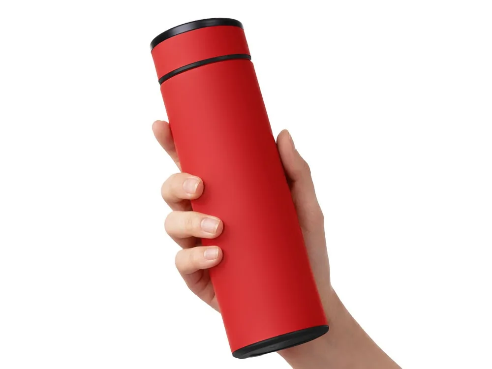 Вакуумный термос "Vacuum Flask C1", soft touch, 420мл, красный