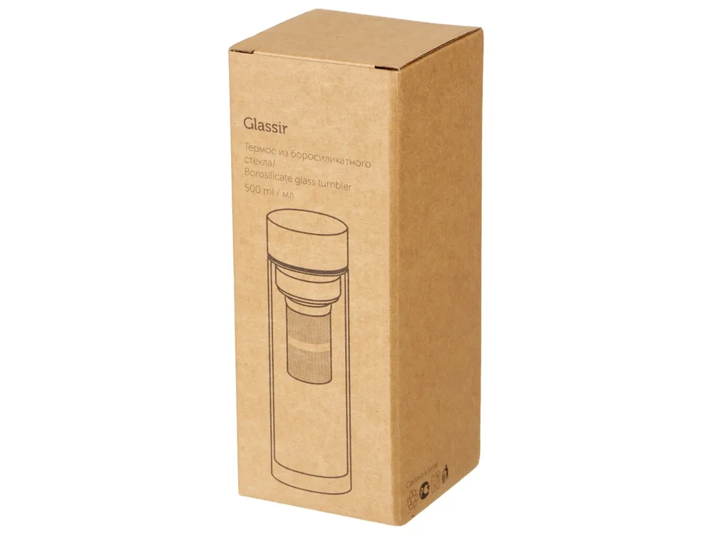 Стеклянная термобутылка "Glassir", 500мл, черный