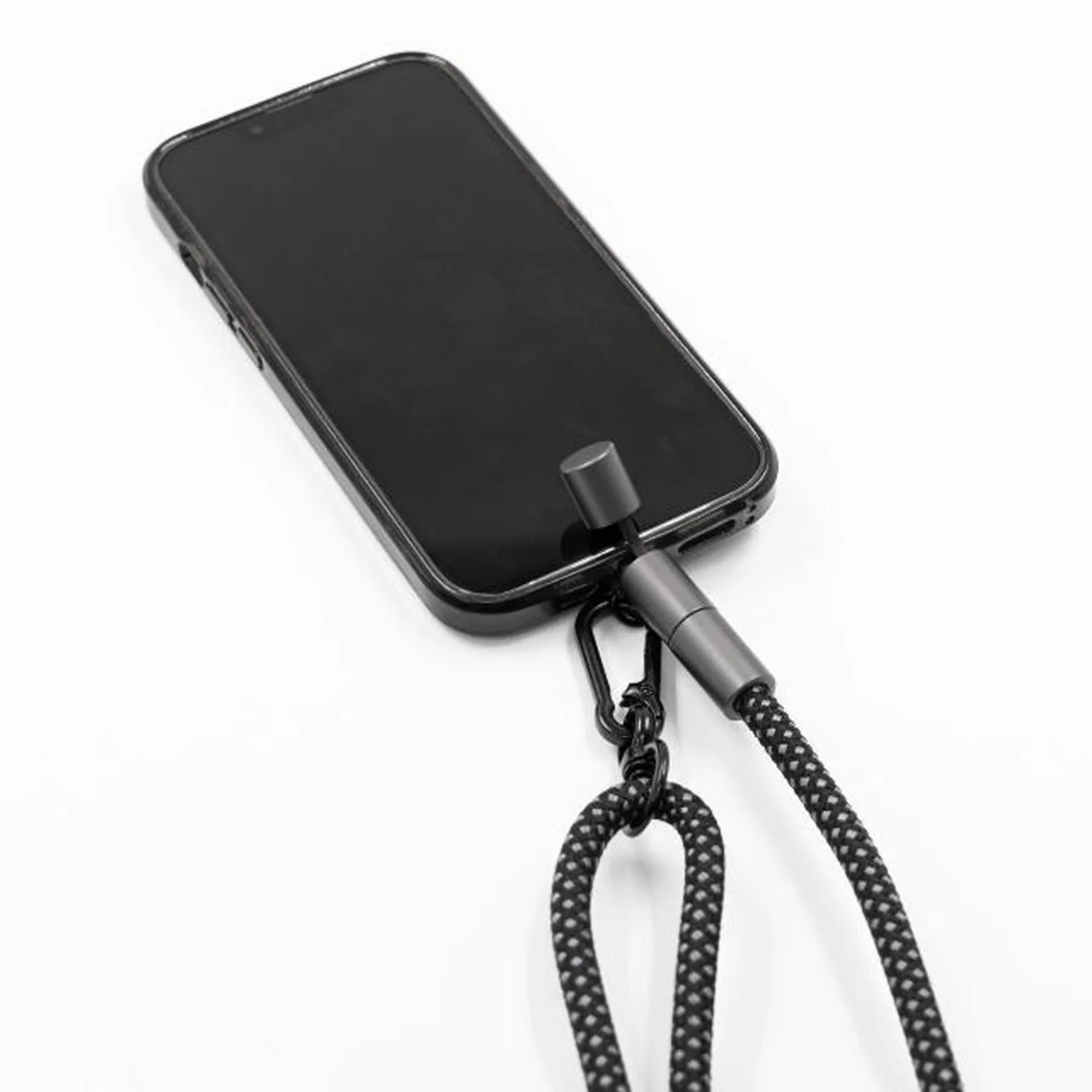 Шнурок-держатель для телефона с зарядным кабелем USB-C на USB-C/Lightning «Lany Eco Charge», серый