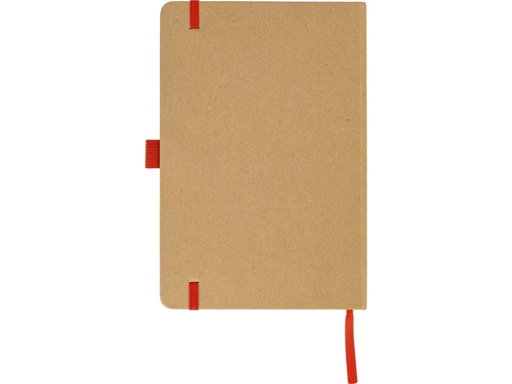 Блокнот A5 "Sevilia Color", твердая обложка из крафта, 80 листов, цветной срез и форзац, натуральный/красный