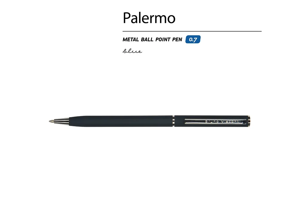 Ручка шариковая автоматическая BrunoVisconti® "PALERMO" цвет корпуса сине-черный, soft-touch, 0.7 мм