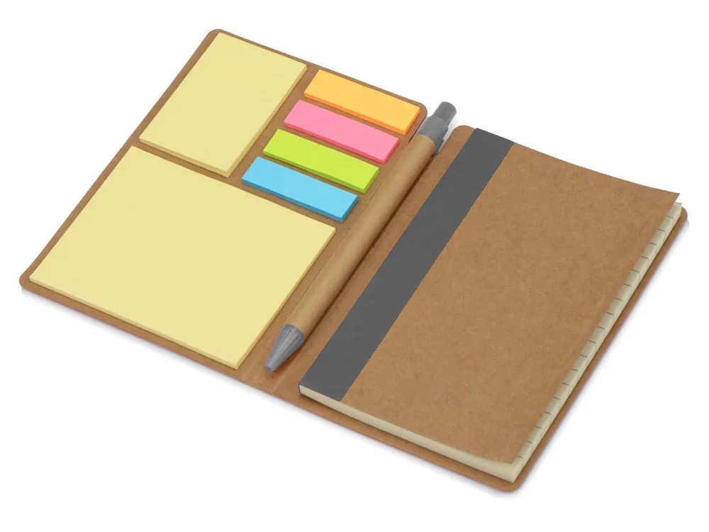 Блокнот А6 «Write and stick» с ручкой и набором стикеров, серый