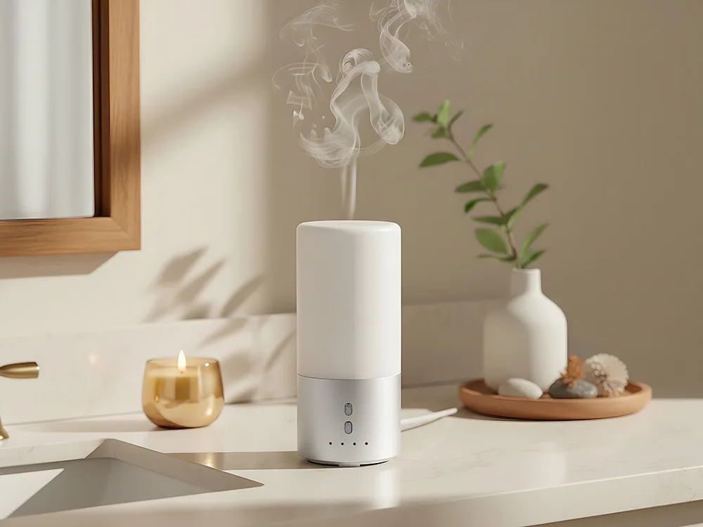 Увлажнитель воздуха с подсветкой "Breathe", белый/серебристый