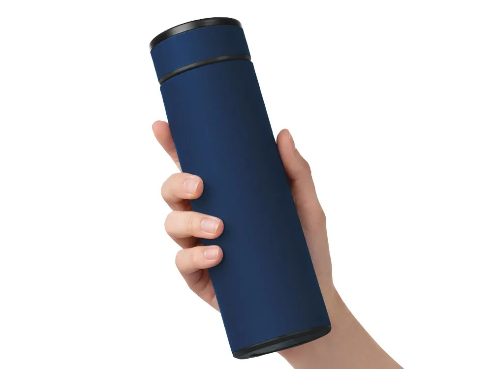 Вакуумный термос "Vacuum Flask C1", soft touch, 420мл, темно-синий