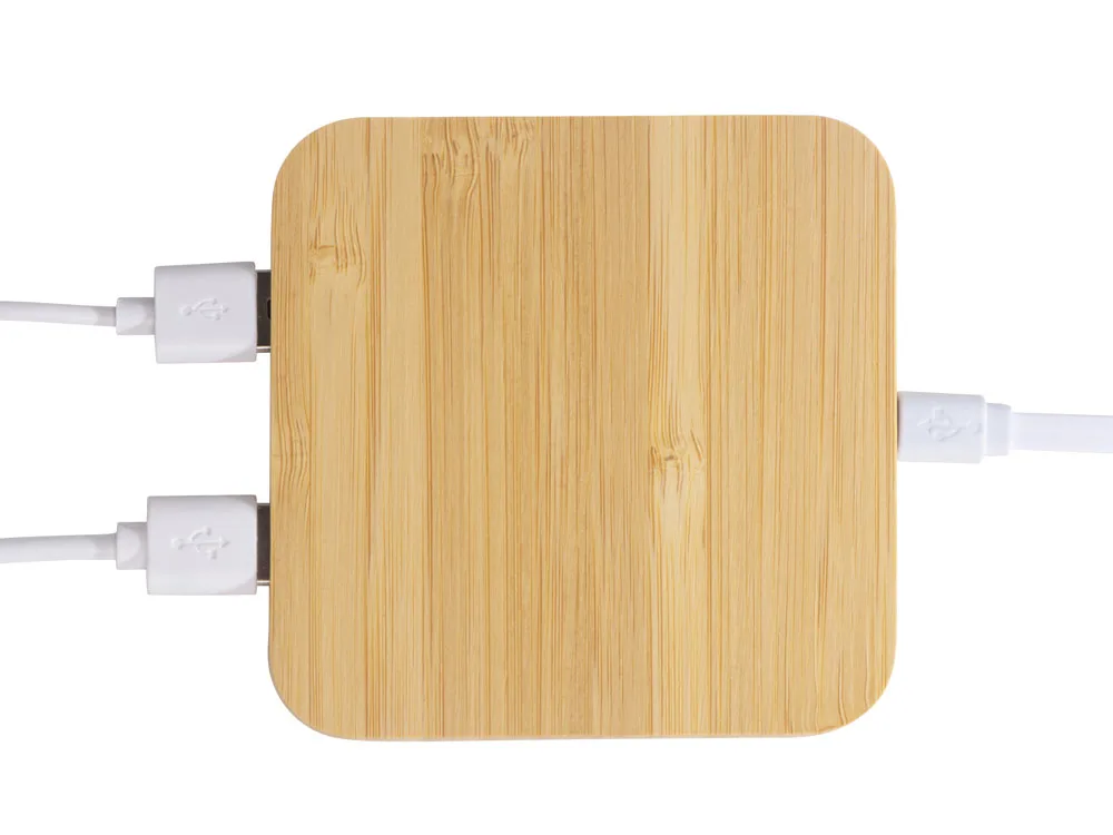USB-хаб с беспроводной зарядкой из бамбука Plato