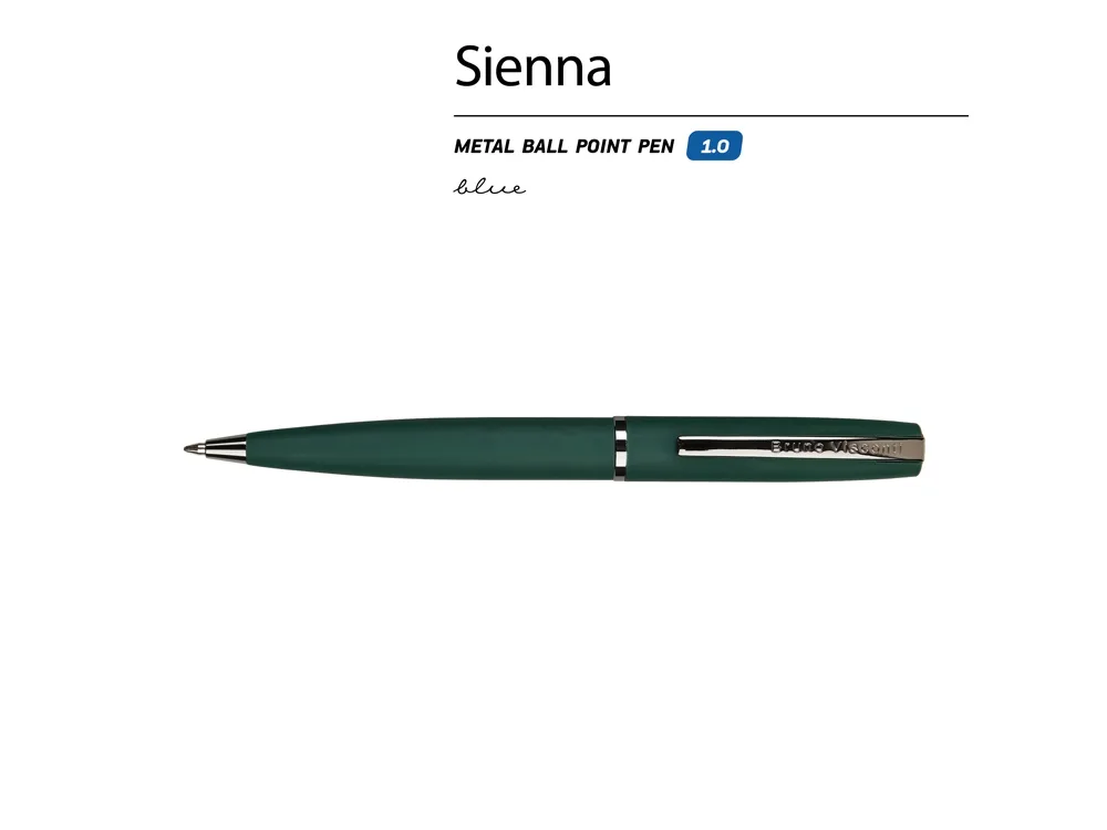 Ручка металлическая шариковая "Sienna", софт-тач, 1.0 мм, зеленый