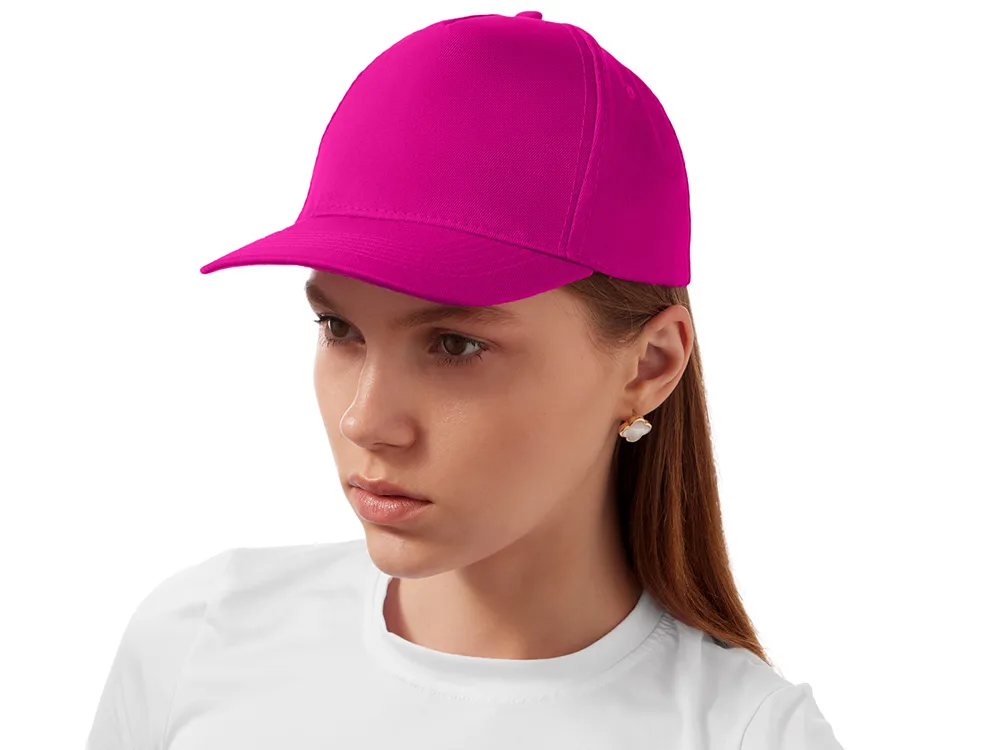 Бейсболка "Poly" 5-ти панельная 120гр, фуксия