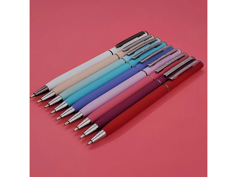 Ручка шариковая автоматическая BrunoVisconti® "PALERMO" цвет корпуса бирюзовый, soft-touch, 0.7 мм
