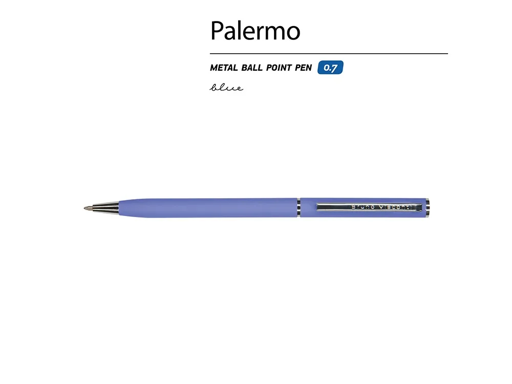 Ручка шариковая автоматическая BrunoVisconti® "PALERMO" цвет корпуса фиолетовый, soft-touch, 0.7 мм
