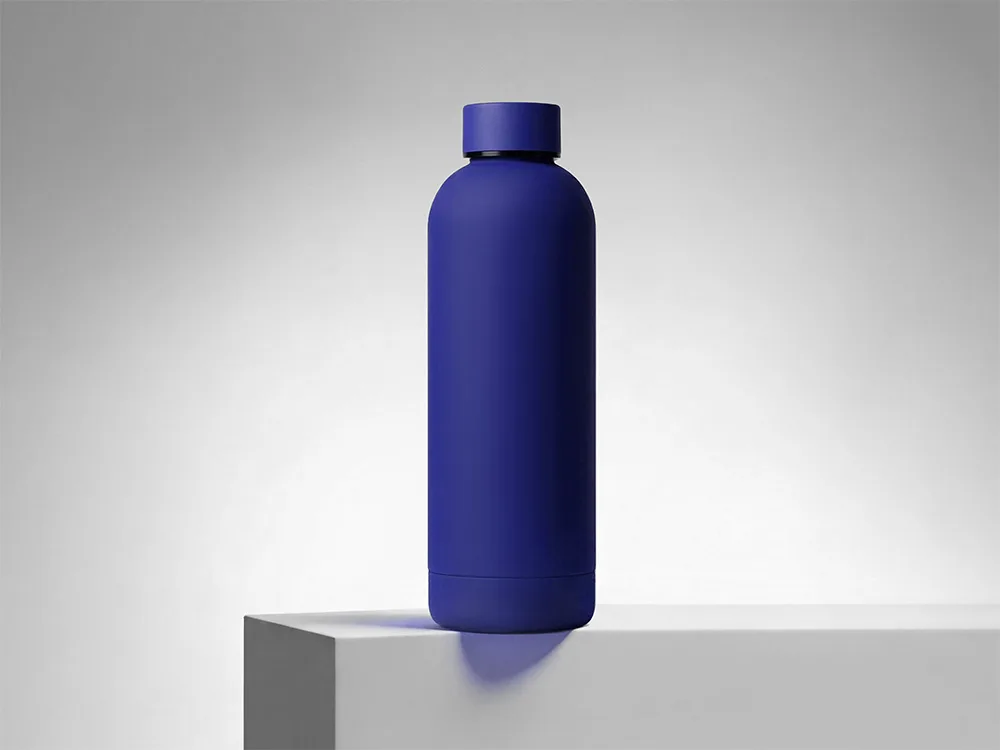 Вакуумная термобутылка "Cask" Waterline, soft touch, 500 мл, тубус, синий