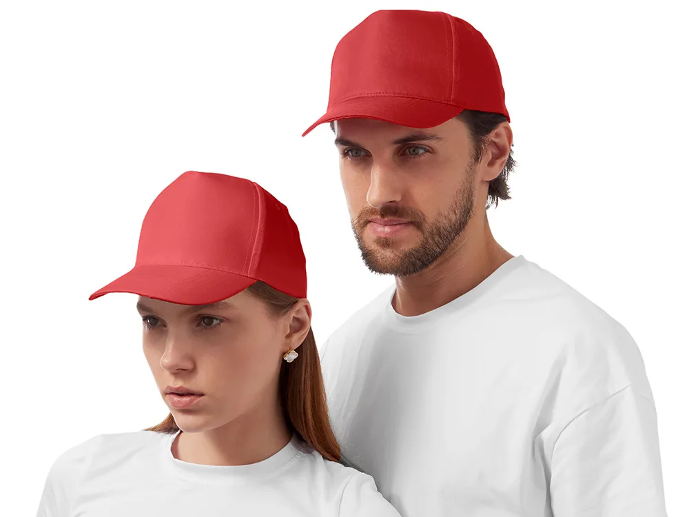 Бейсболка "Poly" 5-ти панельная 120 гр, красный