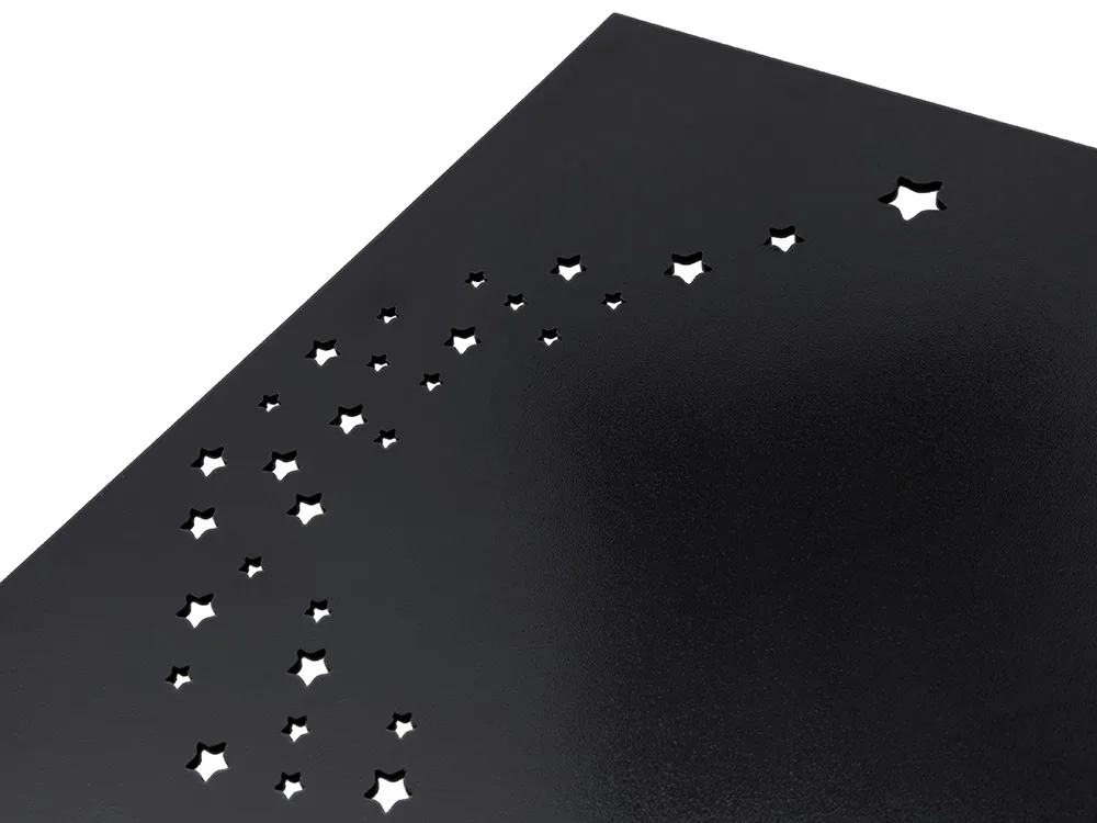 Подарочная коробка из фанеры Constellation 330х220х100 мм, фанера 6 мм, крышка на выдвижных пазах черная ЛХДФ 3 мм, бечевка