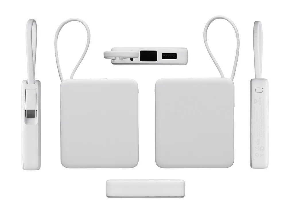 Внешний аккумулятор со встроенным кабелем USB-C «Дэнси», 5000 мАч, белый