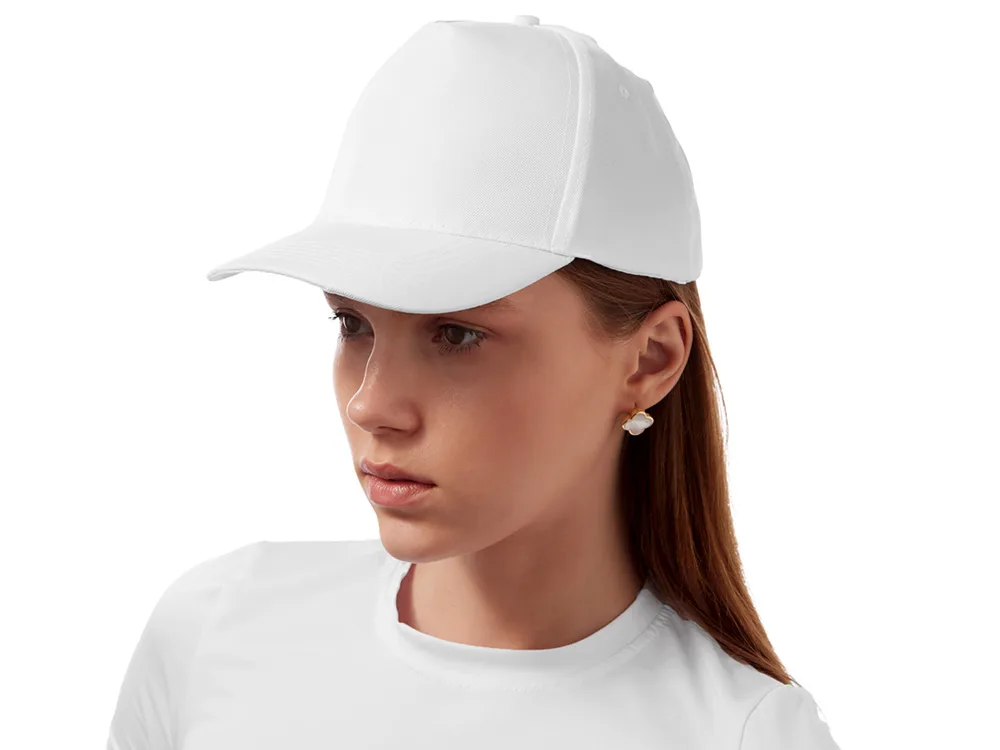 Бейсболка "Poly" 5-ти панельная 120 гр, белый
