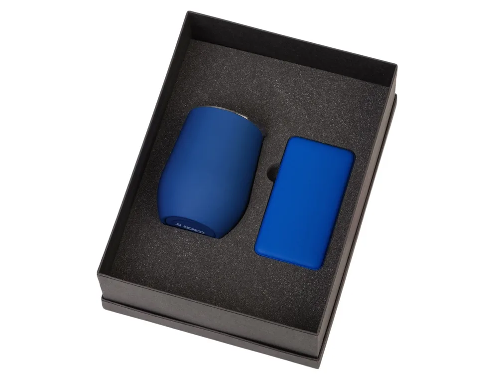 Подарочный набор с термокружкой и повербанком С2, 10000 mAh, синий
