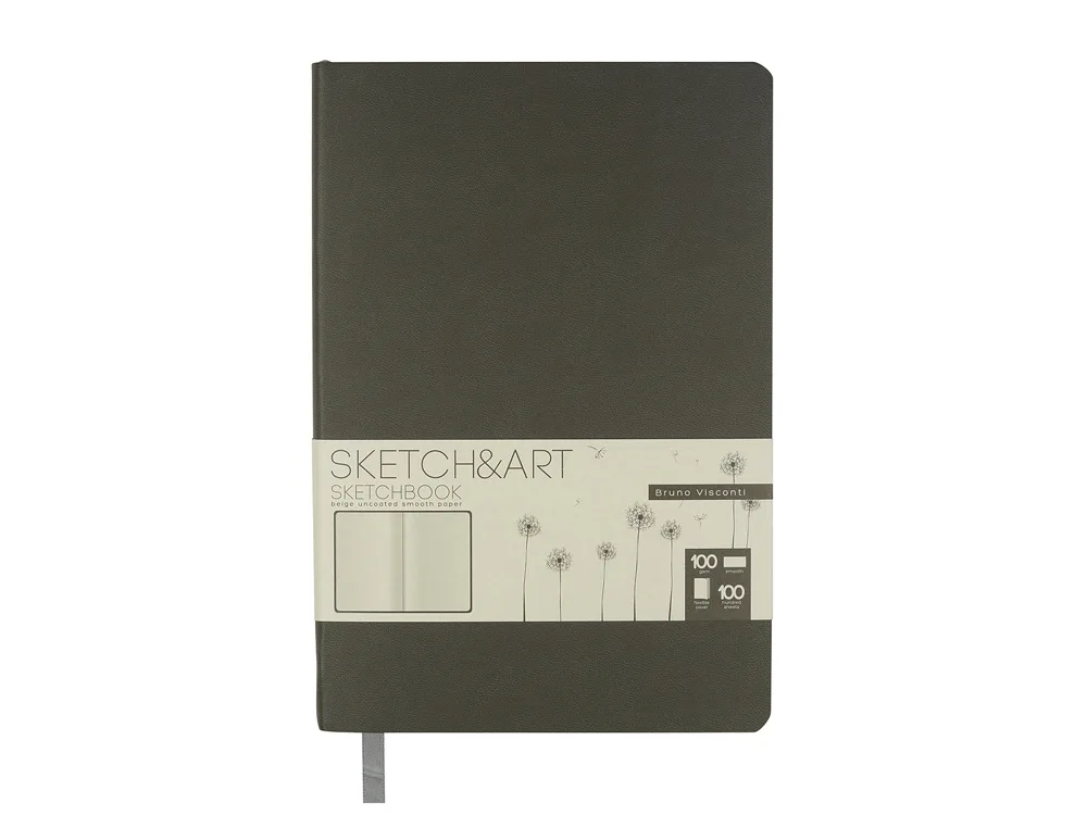 Скетчбук "Sketch & Art" в мягком переплете 140х210 мм, 100 л. бежевой бумаги 100 гр., серый