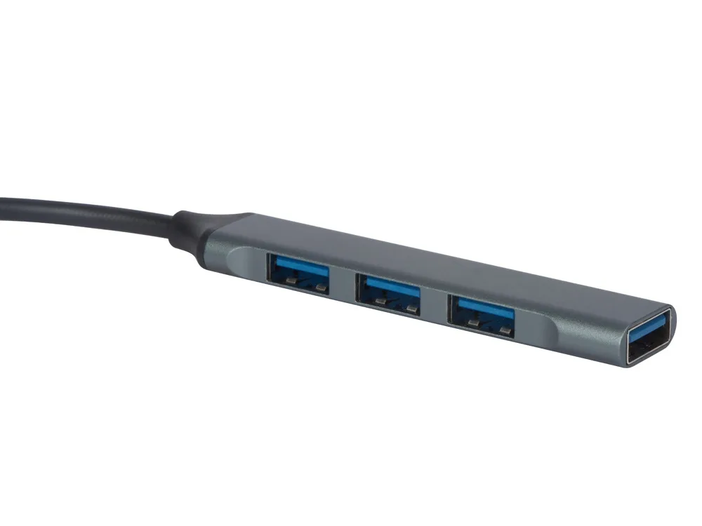 USB-хаб «Link» с коннектором 2-в-1 USB-C и USB-A, 2.0/3.0, серый
