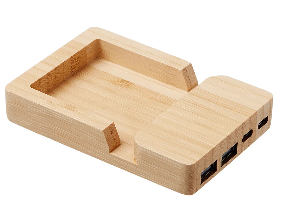 USB хаб «Memo», 2*USB, 2*Type C, бамбук
