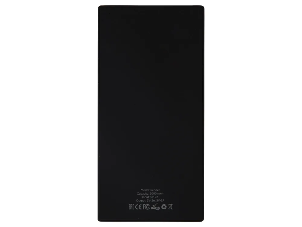 Портативное зарядное устройство Render с полноцветной, 5000 mAh, черный