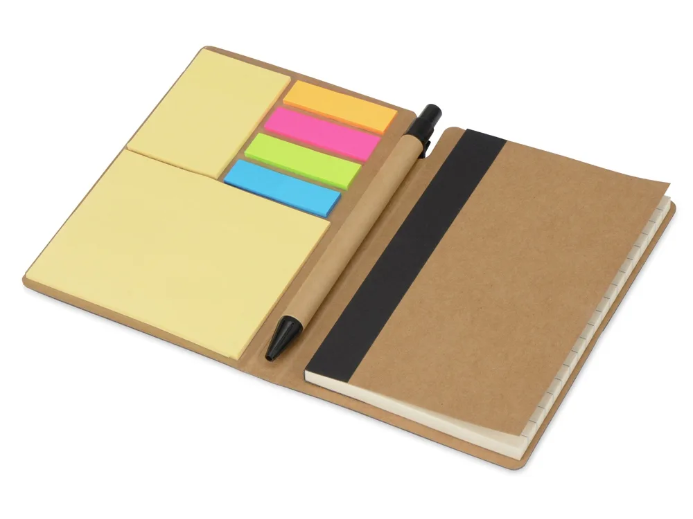 Блокнот А6 «Write and stick» с ручкой и набором стикеров, черный