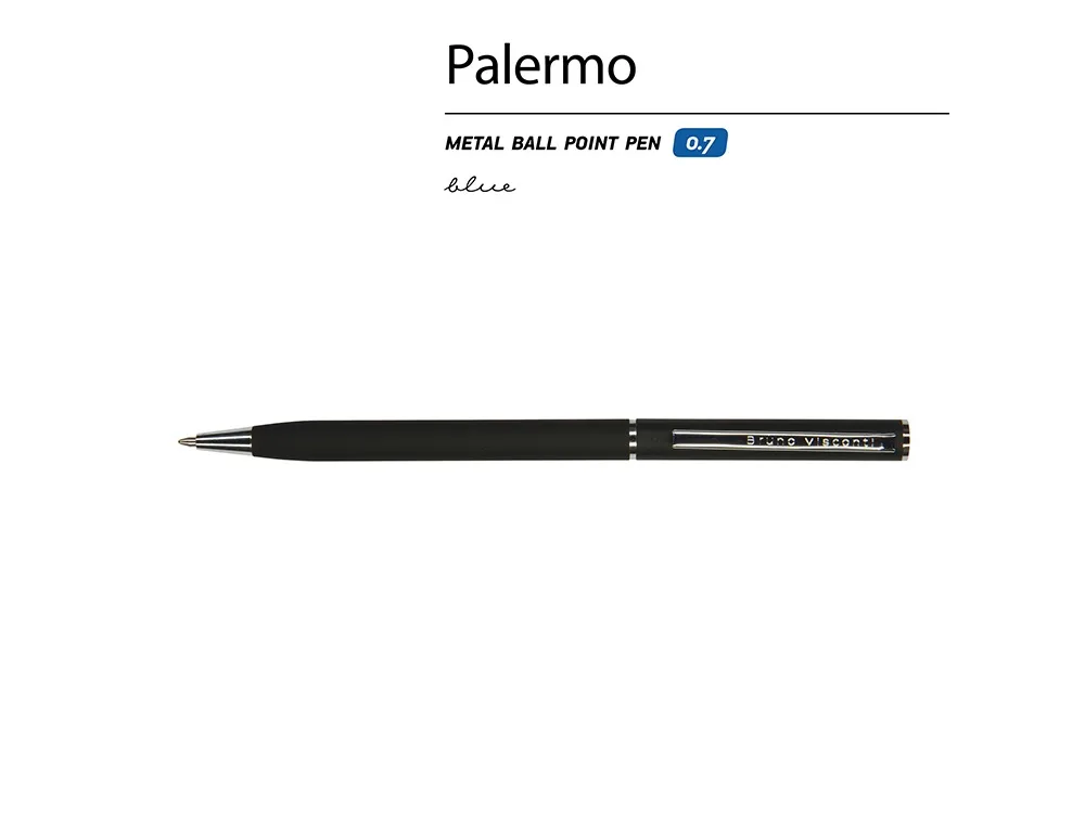 Ручка шариковая автоматическая BrunoVisconti® "PALERMO" цвет корпуса черный, soft-touch, 0.7 мм