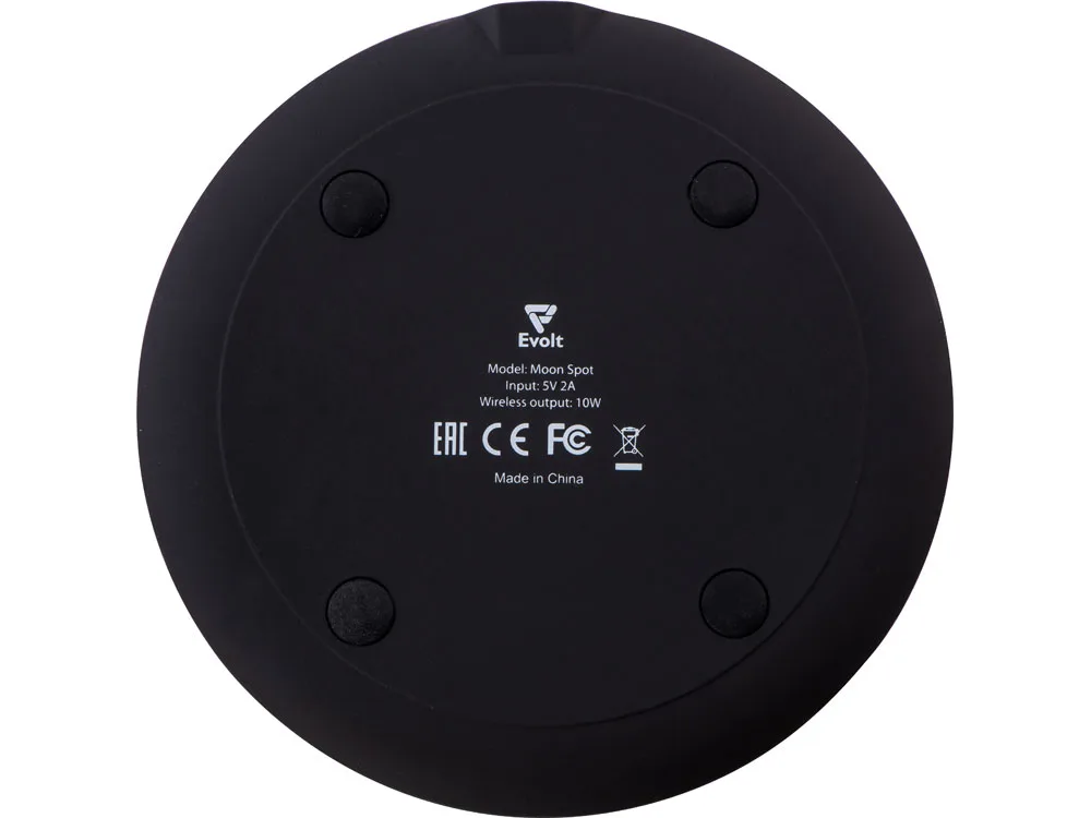 Беспроводное зарядное устройство с подсветкой логотипа "Moon spot", 10 Вт, soft-touch