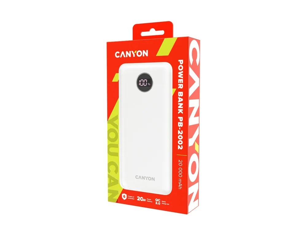 Портативный аккумулятор Canyon PB-2002 (CNE-CPB2002W), белый