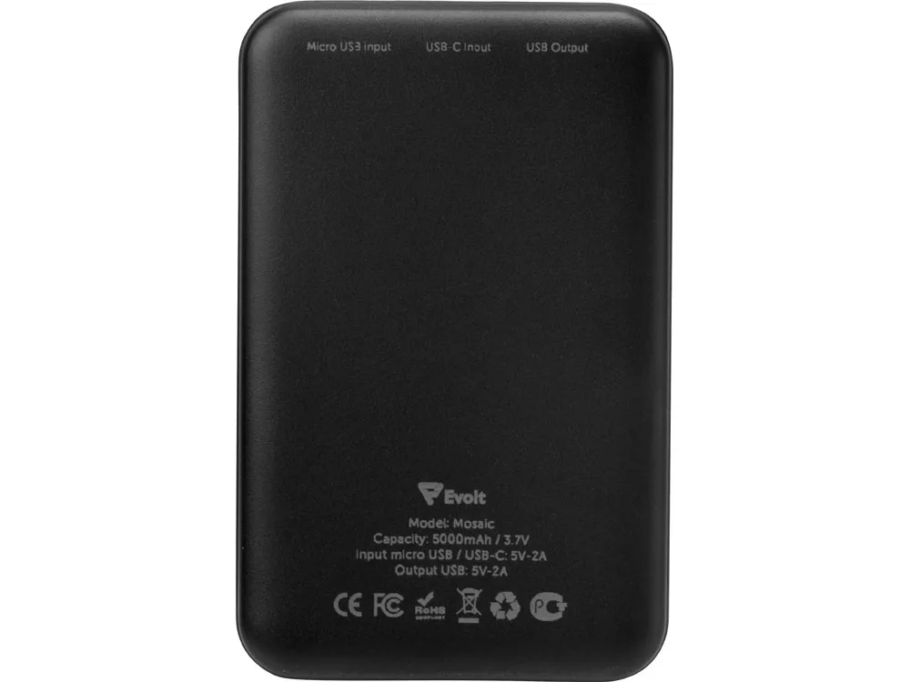 Внешний аккумулятор Evolt "Mosaic", 5000 mAh, черный