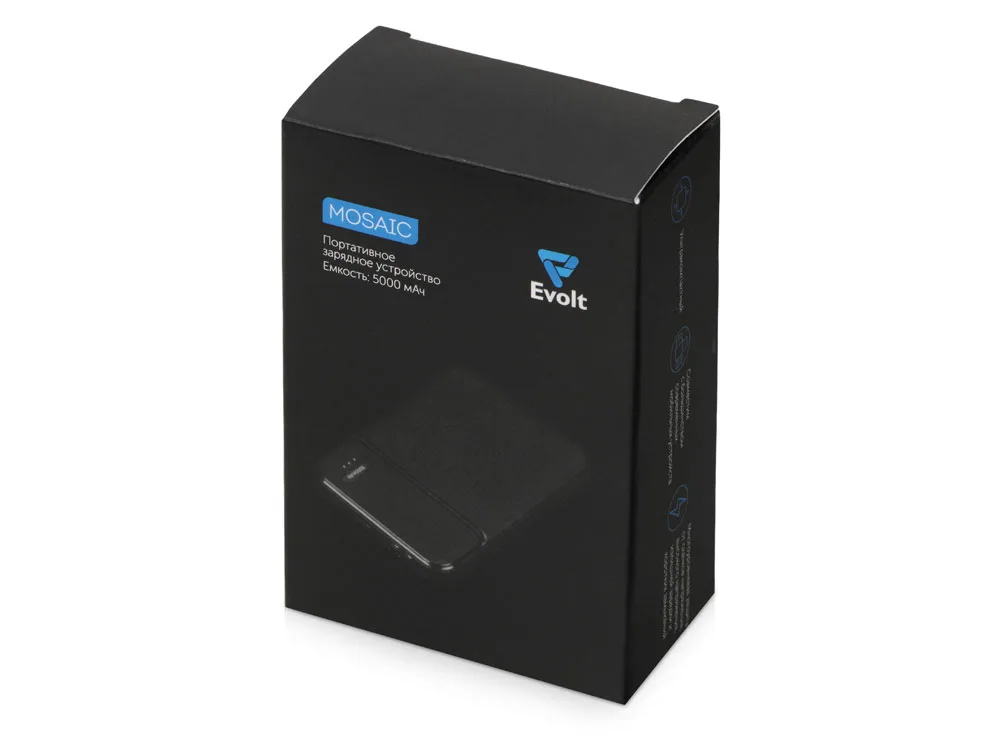 Внешний аккумулятор Evolt "Mosaic", 5000 mAh, черный