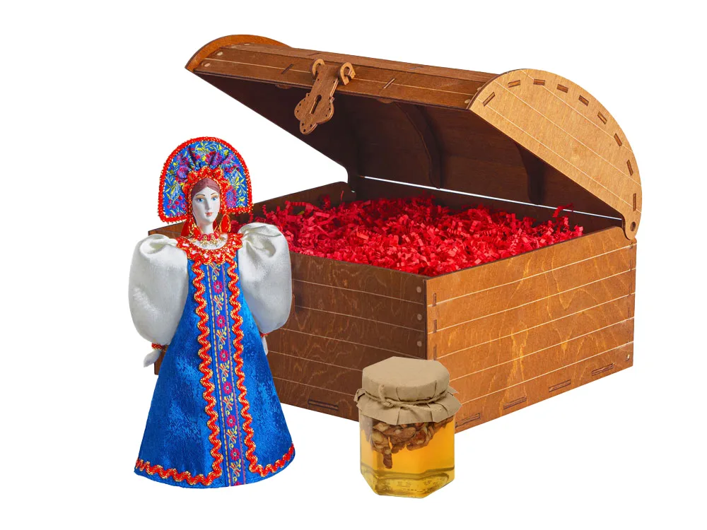 Подарочный набор: кукла фарфоровая, мед