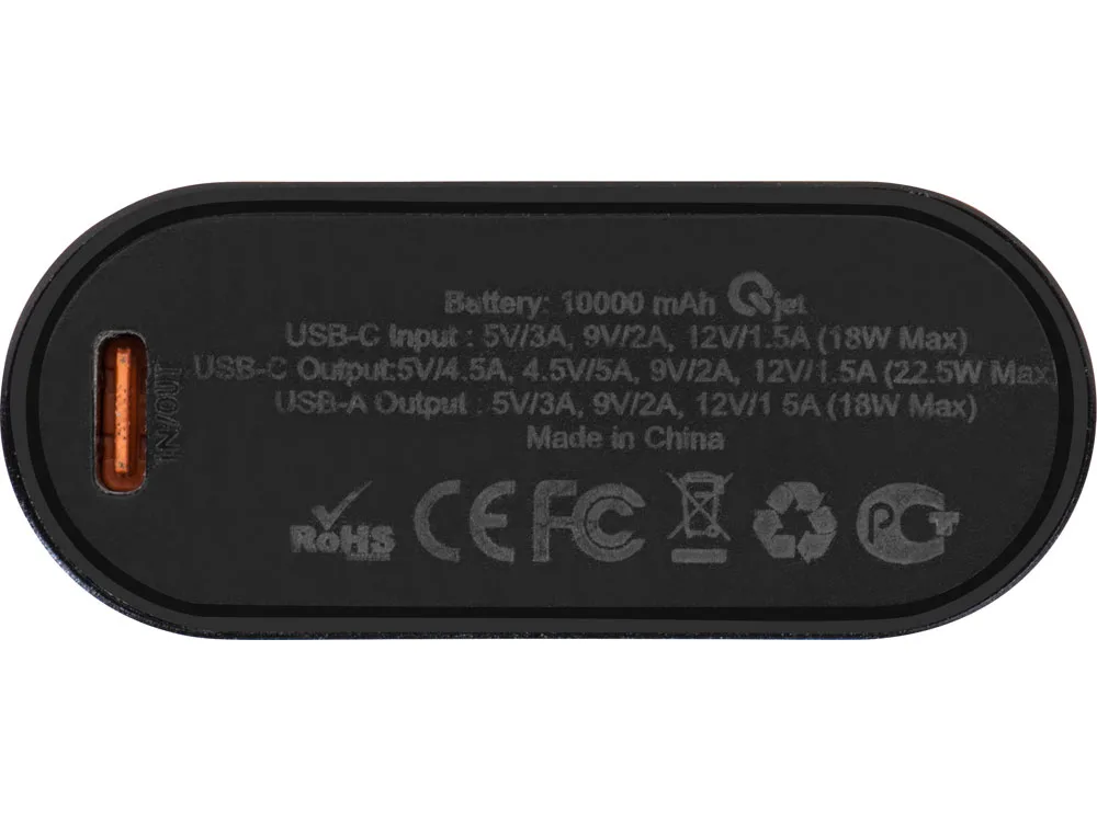 Внешний аккумулятор с QC/PD "Qwik", 10000 mah, черный