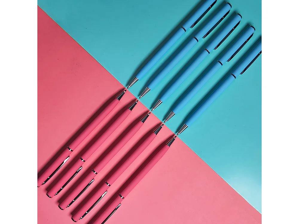 Ручка шариковая автоматическая BrunoVisconti® "PALERMO" цвет корпуса бирюзовый, soft-touch, 0.7 мм