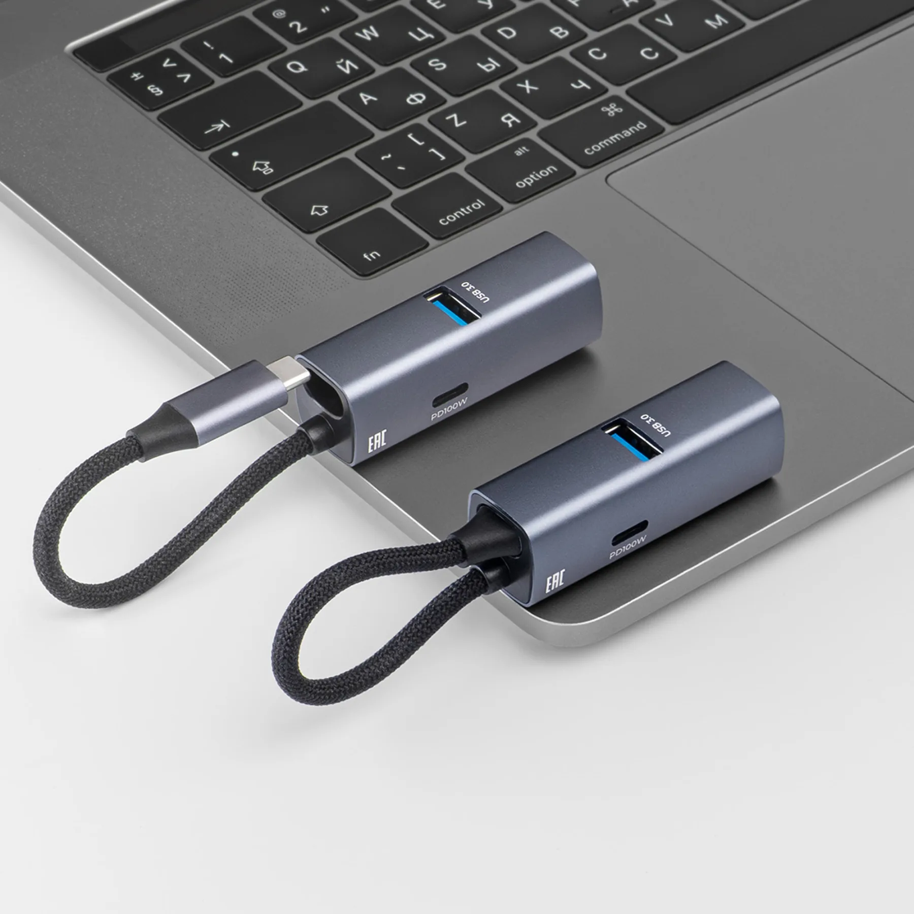 USB-хаб 3 в 1 USB-C - USB-A3.0 + USB-C PD100Вт + HDMI, серый, Deppa