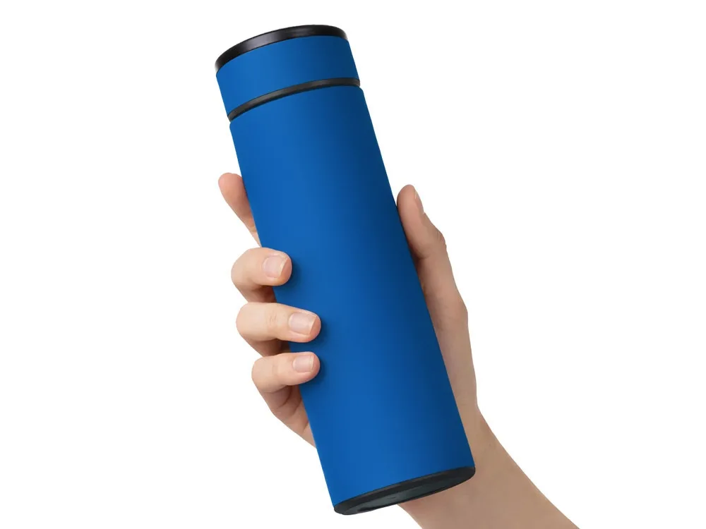 Вакуумный термос "Vacuum Flask C1", soft touch, 420мл, синий
