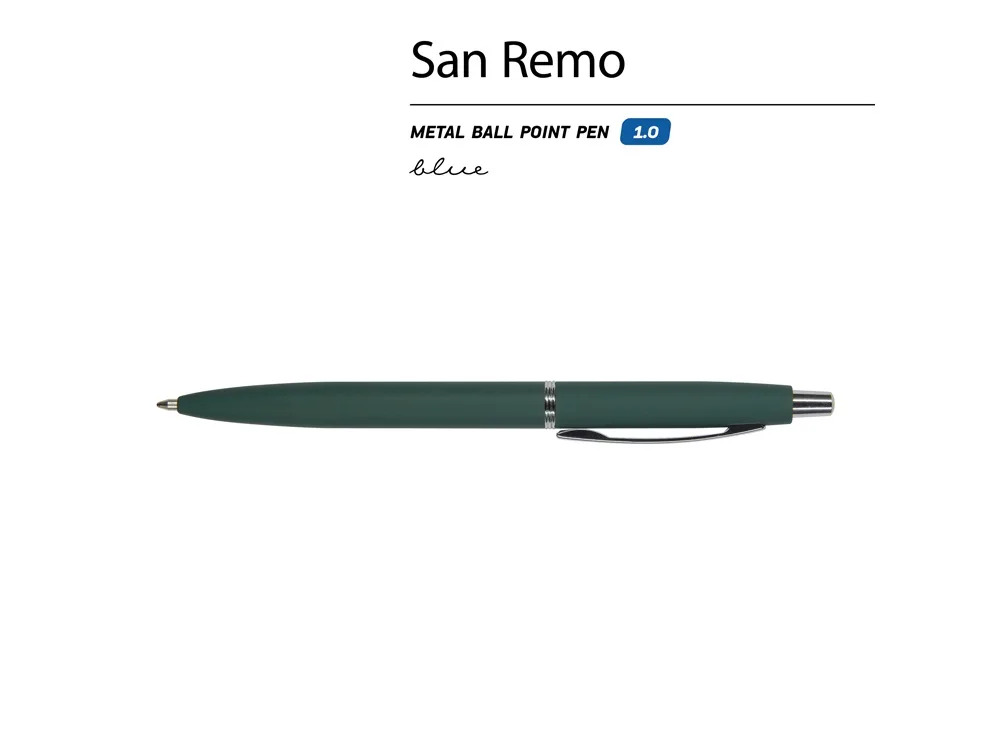 Ручка металлическая шариковая "San Remo", софт-тач, 1.0 мм, зеленый