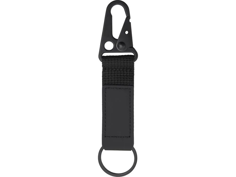 Брелок-ремувка "Carabinier" из ткани с вставкой из экокожи и карабином, черный