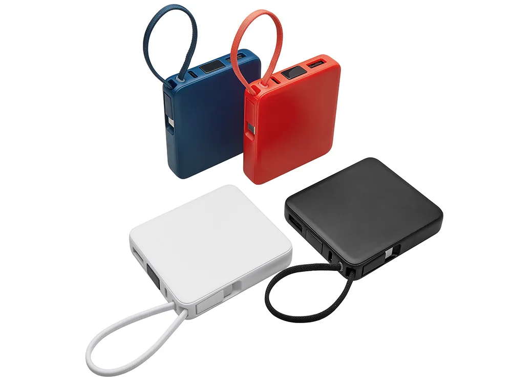 Внешний аккумулятор со встроенным кабелем USB-C «Дэнси», 5000 мАч, белый