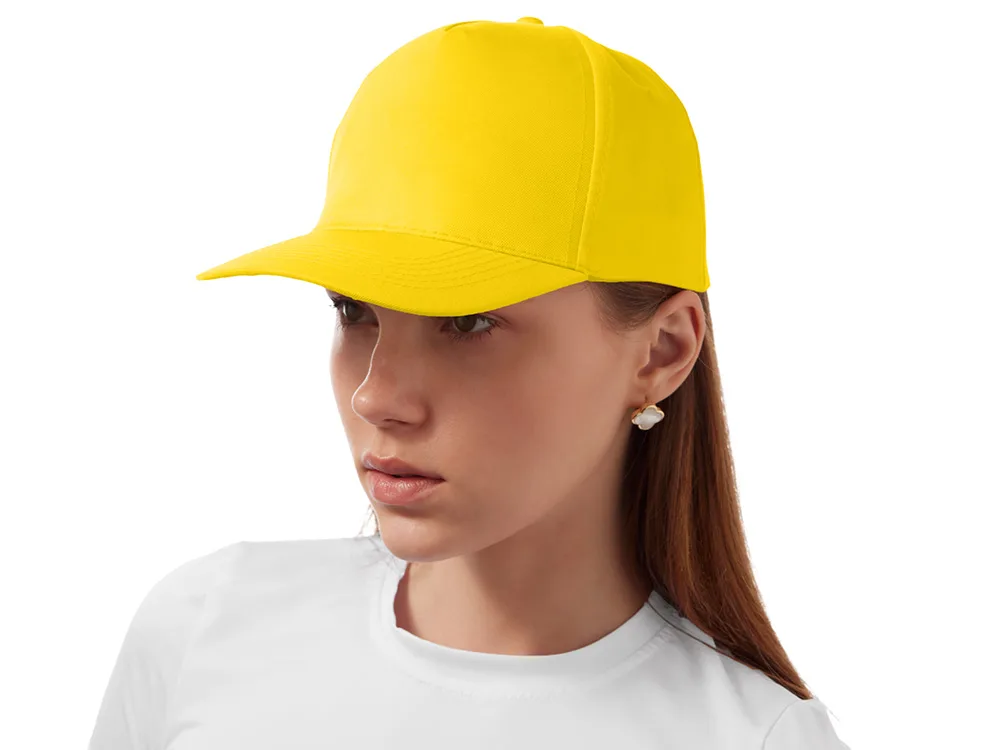 Бейсболка "Poly" 5-ти панельная 120 гр, желтый