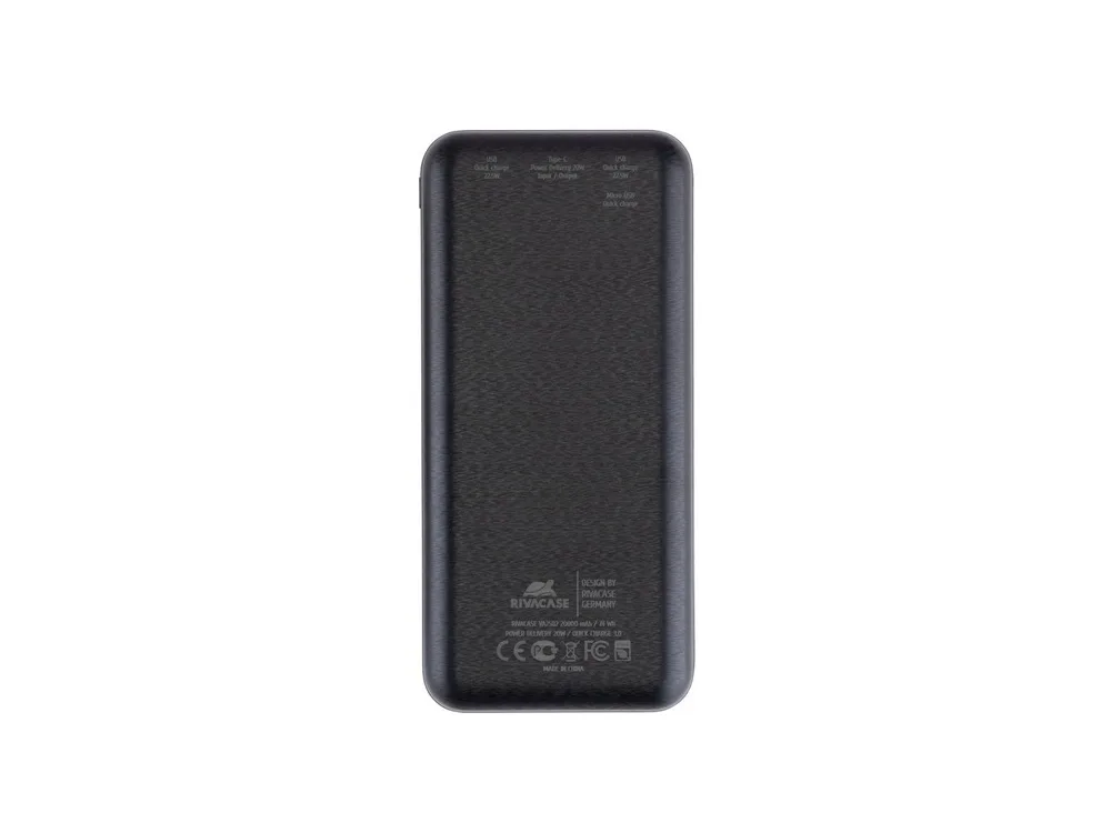 RIVACASE VA2582 (20 000mAh), QC/PD 22.5W внешний аккумулятор с дисплеем, черный /24