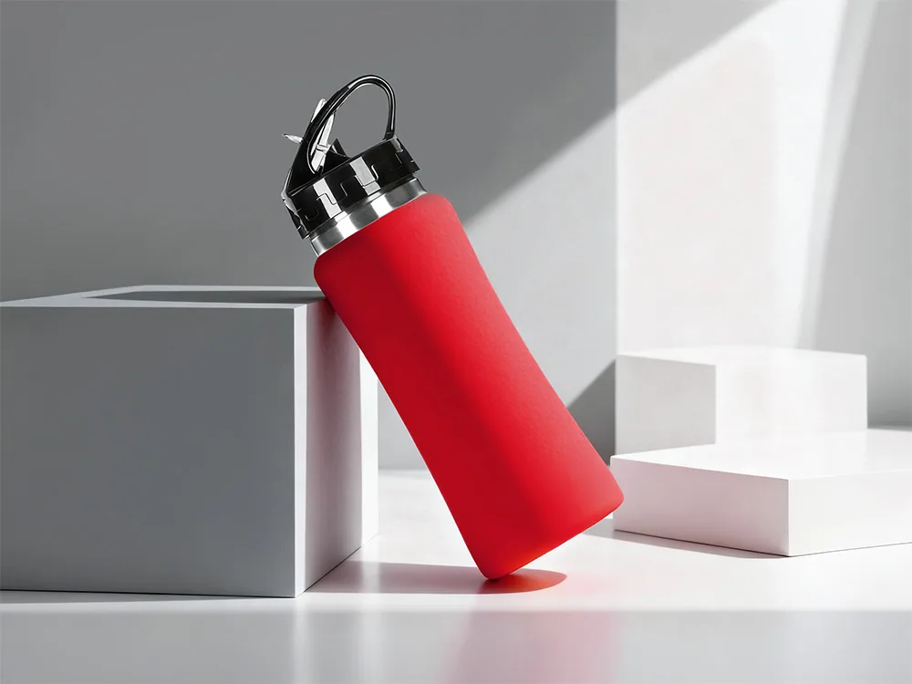 Бутылка для воды "Bottle C1", сталь, soft touch, 600 мл, красный